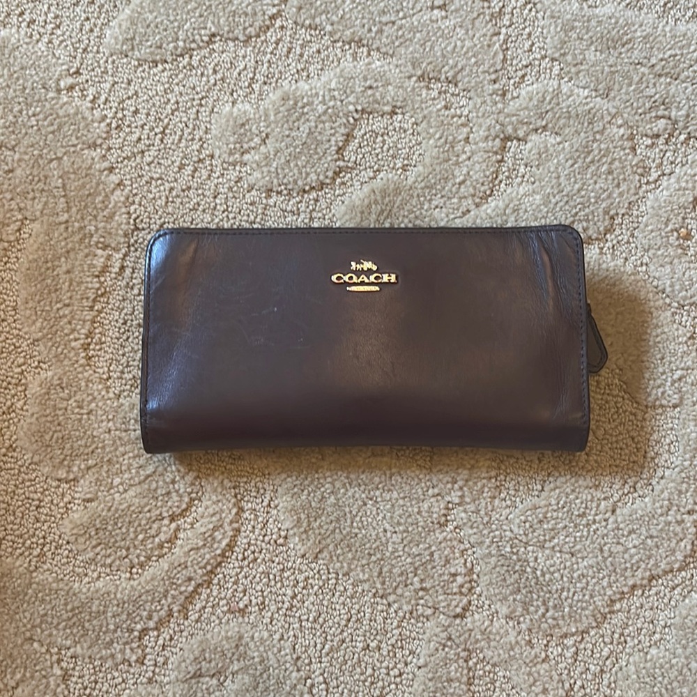 Well loved Brown Coach Continental Wallet